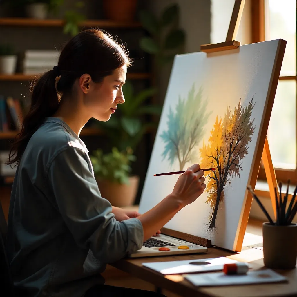 Student painting showing artistic growth