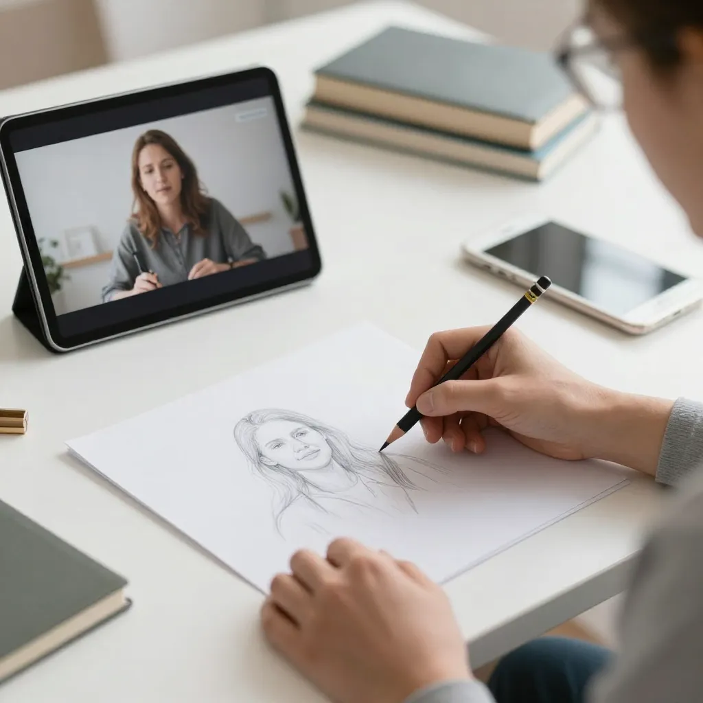 Adult learner in art studio