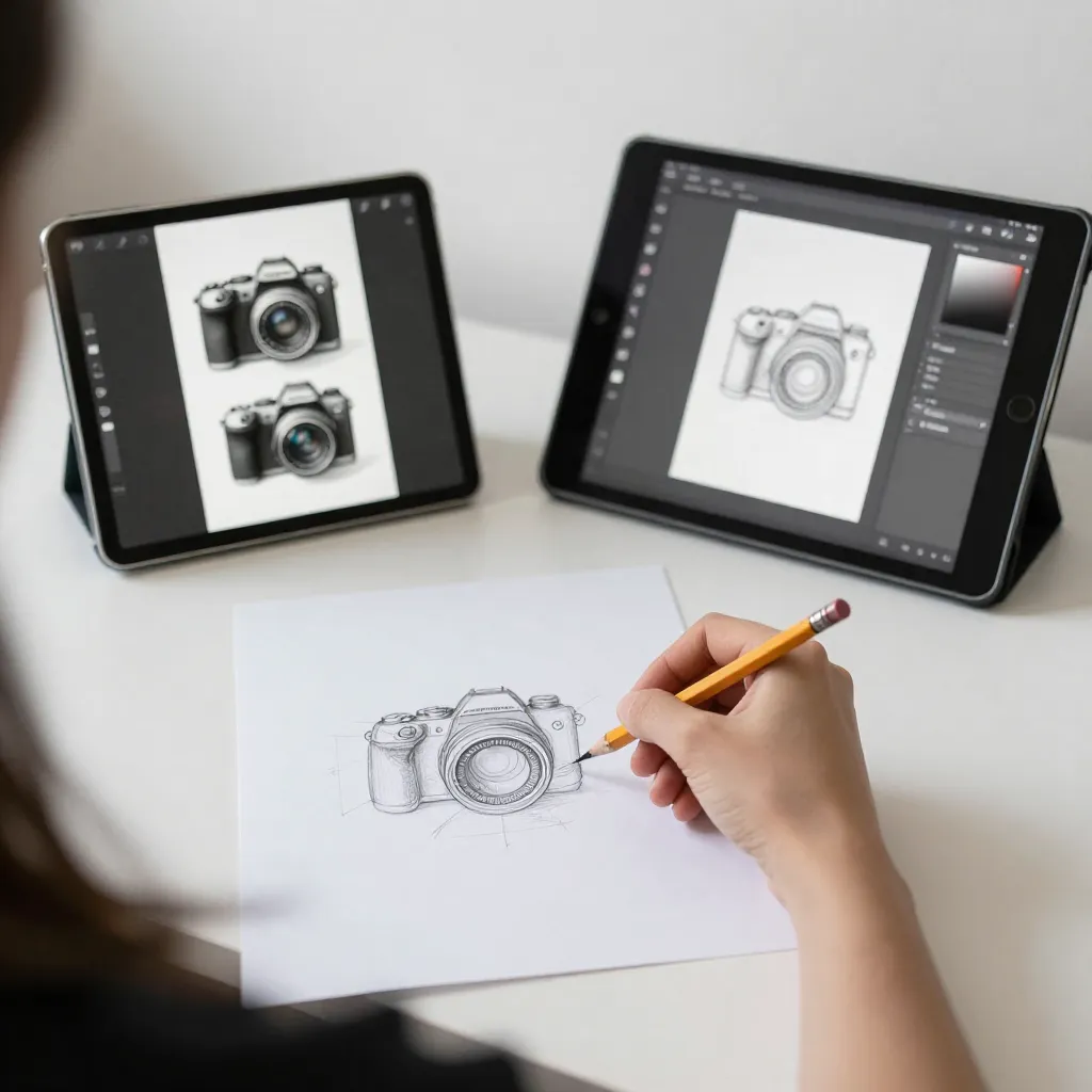 After artwork showing artistic progress