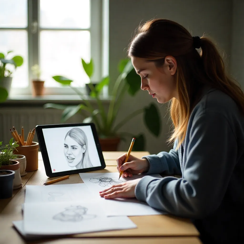 Student painting showcasing color technique