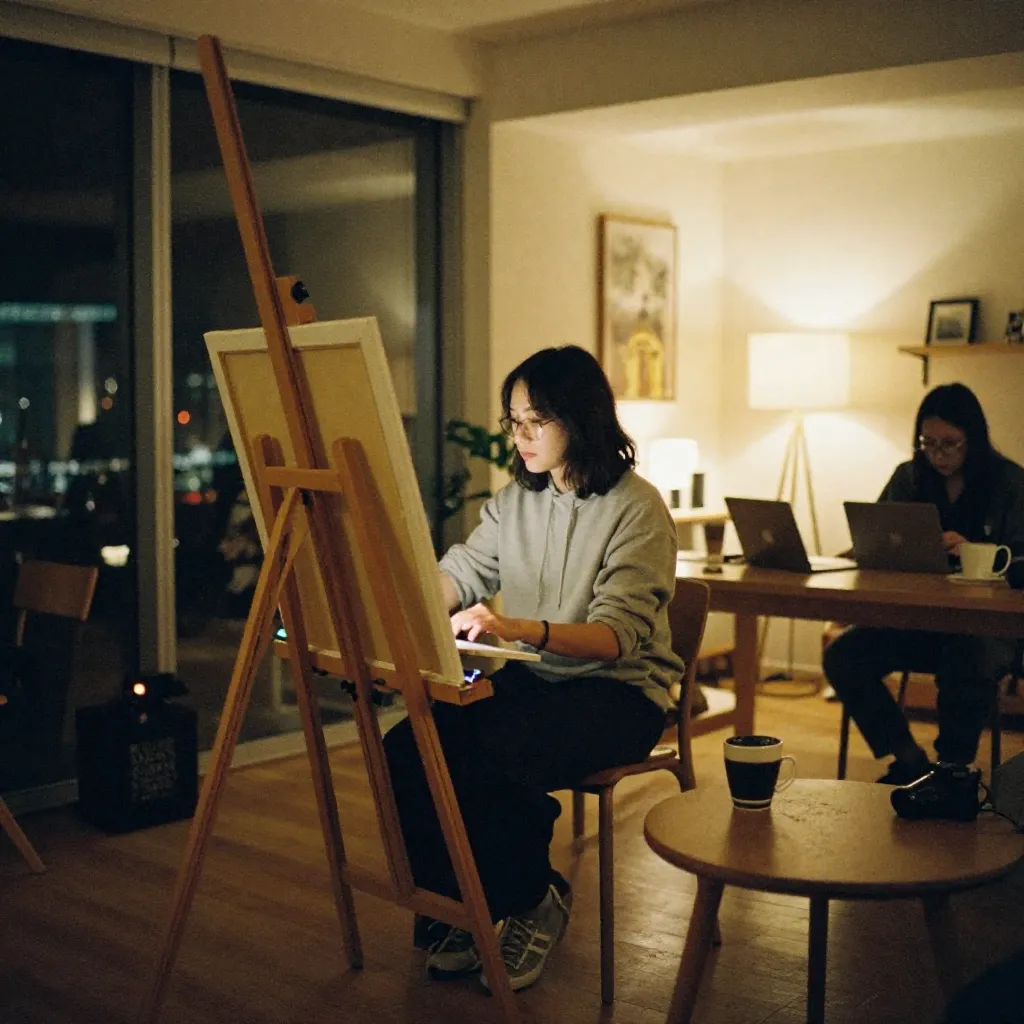 Student painting demonstrating skill growth